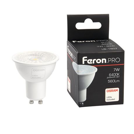 Лампа светодиодная LED 7вт 230в GU10 дневной с линзой 38 гр. Feron.PRO - 38178