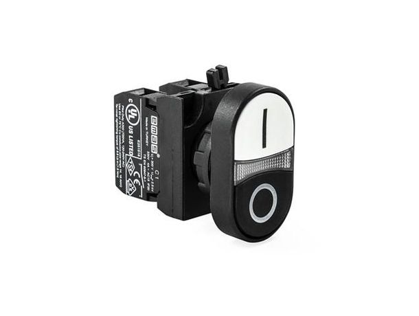 Кнопка сдвоенная (1НО+1НЗ) (CP) черн./бел. EMAS CP102K20HB