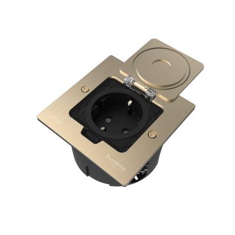 Лючок MultiDesk MDK21 с розеткой 2P+E 16А 250В IP44 монтажной коробкой для стены фальшпола стола никель SE MDK21102NA APC