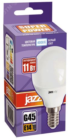 Лампа светодиодная PLED-SP 11Вт G45 4000К нейтр. бел. E14 230В/50Гц JazzWay 5019270