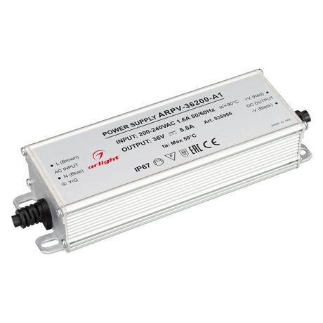 Блок питания ARPV-36200-A1 (36V, 5.55A, 200W) (Arlight, IP67 Металл, 3 года) | 035966 Arlight