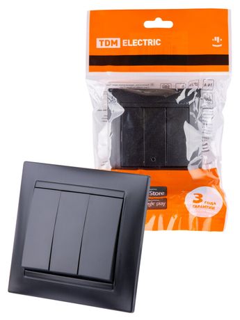 Выключатель 3-х кл. 10А графит "Лама" | SQ1815-0603 TDM