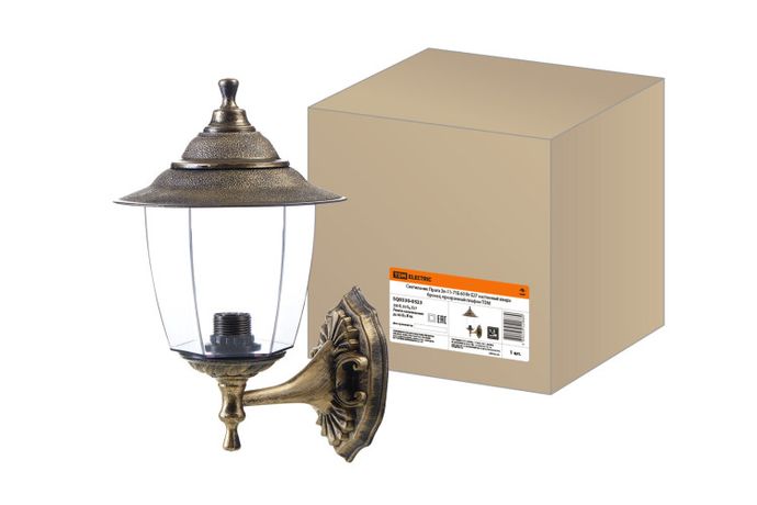 Светильник садово-парковый Прага Эл-11-71Б 60 Вт Е27 настенный вверх бронза, прозрачный плафон TDM | SQ0330-0523