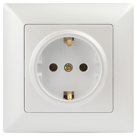 Розетка однофазная скрытого монтажа, в рамку с заземлением без шторок перламутр 16А 250В IP20 4-202-06 Intro Solo - Б0053654 ЭРА