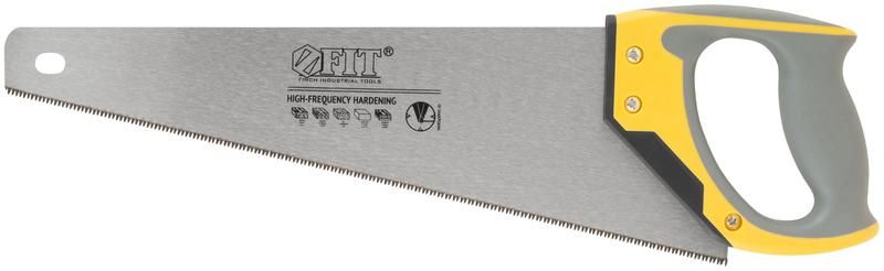 Ножовка по дереву мелкий каленый зуб 14 ТPI 3D заточка 3К пласт.прорезиненная ручка профи 400мм FIT 40482 РОС