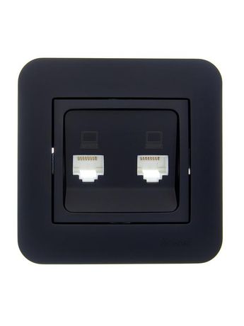 Розетка компьютерная 2-м СП ASTI IP20 RJ45 в сборе черн. бархат LEZARD 7081-4242-141
