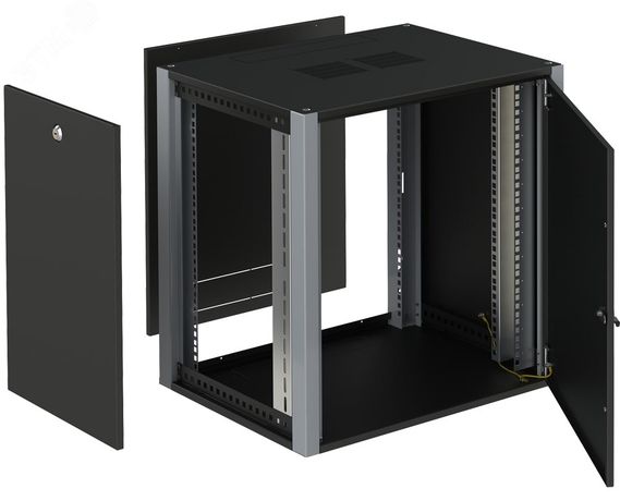 Шкаф телекоммуникационный настенный 19' 15U дверь металл IP20. 600x450x720mm(ШхГхВ) цвет черный(RAL 9004/RAL7000) - WP 6415.920 SYSMATRIX