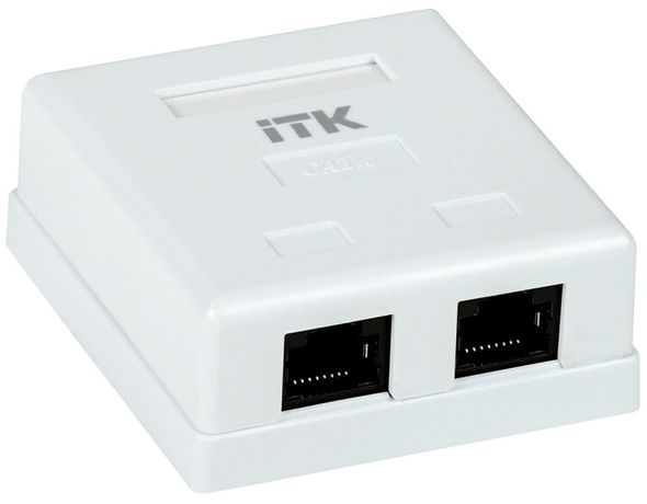 Настенная инф.розетка RJ-45, кат.6, 2-порта | CS2-1C6U-22 ITK IEK