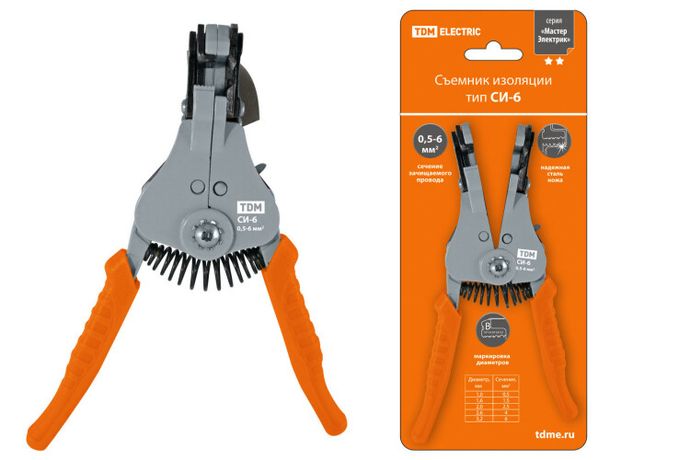 Съемник изоляции СИ-6, сечение зачищаемого провода 0,5-6 мм, "МастерЭлектрик" | SQ1003-0101 TDM