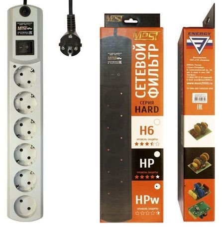 Фильтр сетевой HPw 2м (6 розеток) бел. (коробка) MOST 479629