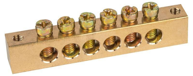 Шина NO-122-20 PEN земля-ноль 8х12мм 6/2 латунная крепеж по краям | Б0047235 ЭРА