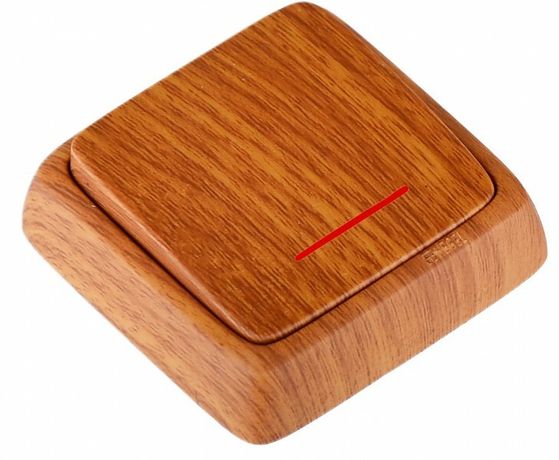 Переключатель одноклавишный наружный с индикацией дуб 16А - ВА16-162-05 HEGEL