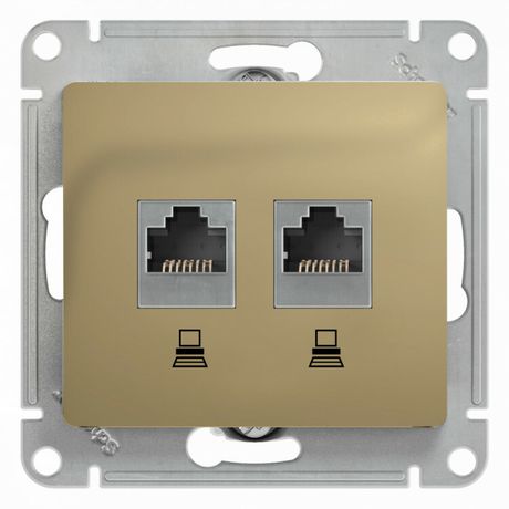 Розетка компьютерная 2-м Glossa RJ45 кат.5E механизм титан SE GSL000485KK APC