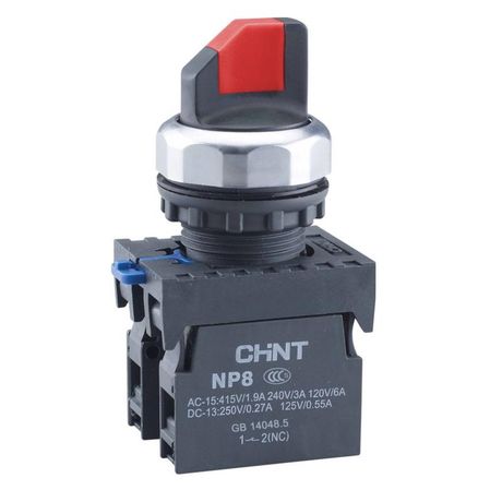 Переключатель без подсветки NP8-11X/21, 2 положения с фиксацией, красная 1НО+1НЗ IP65 (R) | 667133 CHINT