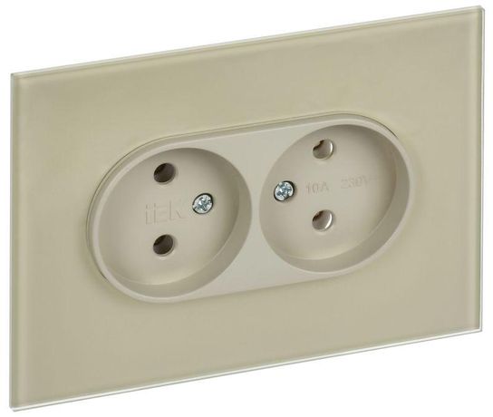 Розетка 2-м SKANDY 10А без заземл. защ. шторок для плоской вилки SK-R03B беж. IEK SK-R20-10-K10