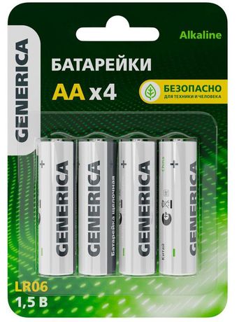Батарейка щелочная Alkaline LR06/AA (4шт/блистер) | ABT-LR06-ST-L04-G GENERICA IEK