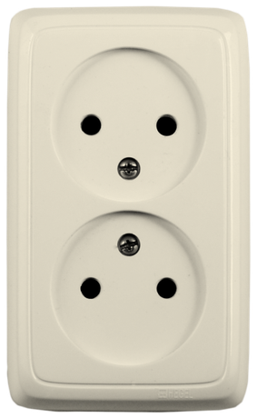 Розетка двойная наружная слоновая кость - РА16-141-01 HEGEL