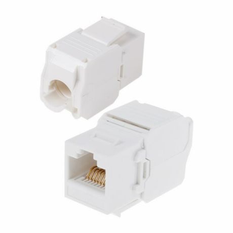 Модуль Keystone Jack RJ-45(8P8C), UTP неэкранированный, категория 5e, тип 90 градусов, самозажимной, белый | 05-1052 REXANT MEET