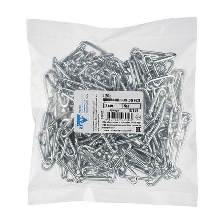 Цепь длиннозвенная 3мм DIN 763 (5м) Tech-Krep/Zitar 127859