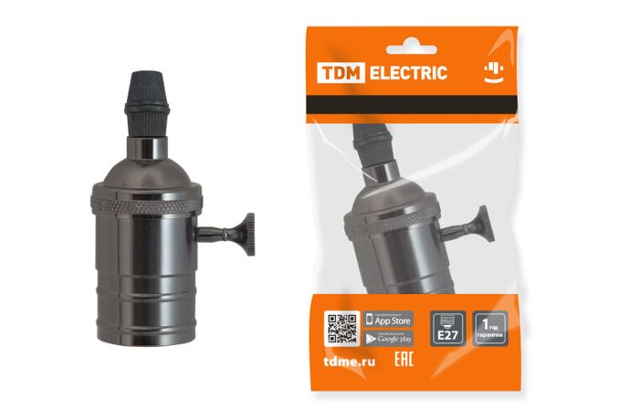 Патрон подвесной Е27 с выключателем, металлический "Лофт", черный | SQ0335-0067 TDM