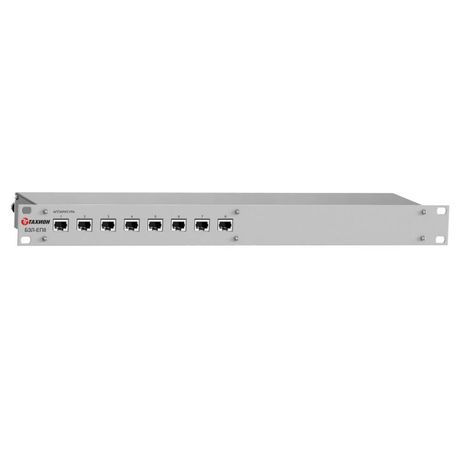 Блок защиты 8-ми информационных портов Ethernet с питанием PoE со схемой питания по варианту А или В стандарта IEEE 802.3at БЗЛ-ЕП8 Тахион 20102