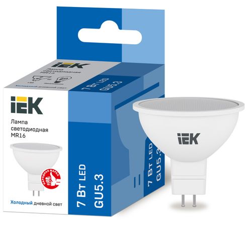 Лампа светодиодная LED 7Вт GU5.3 230В 6500К ECO MR16 софит | LLE-MR16-7-230-65-GU5 IEK