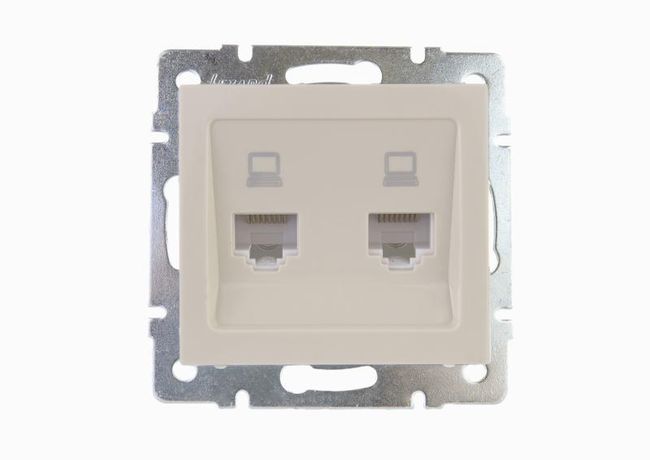 Механизм розетки комп. 2-м Рейн крем. Lezard 703-0388-141