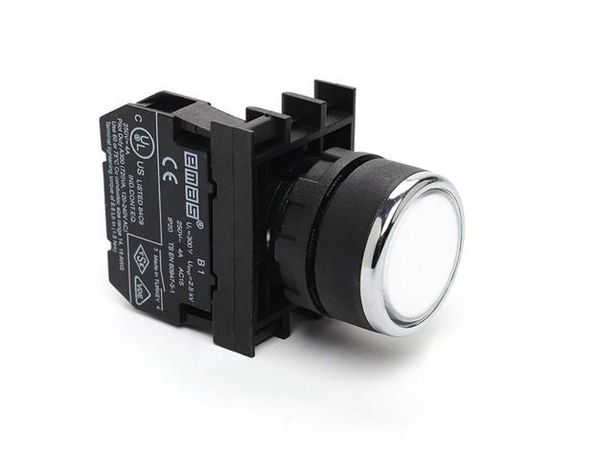 Кнопка нажимная круглая бел. (2НО) EMAS B101DB