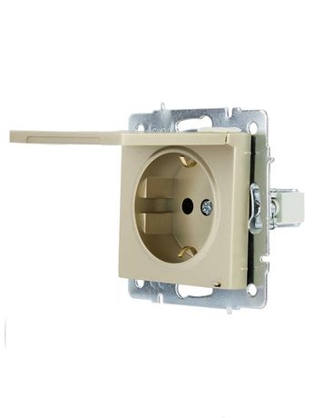 Розетка 1-м СП Vesna с заземл. крышкой ПБТ механизм титан LEZARD 742-3788-123B