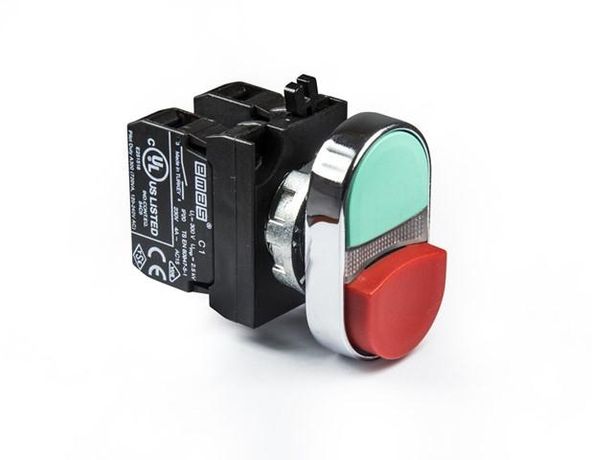 Кнопка сдвоенная выступающая (1НО+1НЗ) (CM) красн./зел. EMAS CM102K21KY