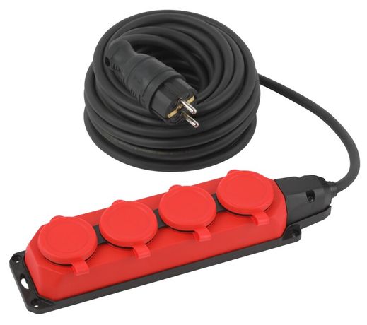 Удлинитель силовой UK-4e-3x1,5-10m-IP44(KG) с заземлением 4 розетки каучук 10м КГ 3х1,5мм2 IP44 | Б0057586 ЭРА