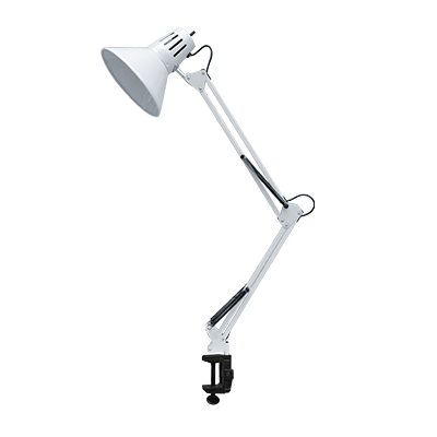 Светильник настольный под лампу СНС-13Б на струбцине 60Вт E27 БЕЛЫЙ (коробка) | 4690612012728 IN HOME