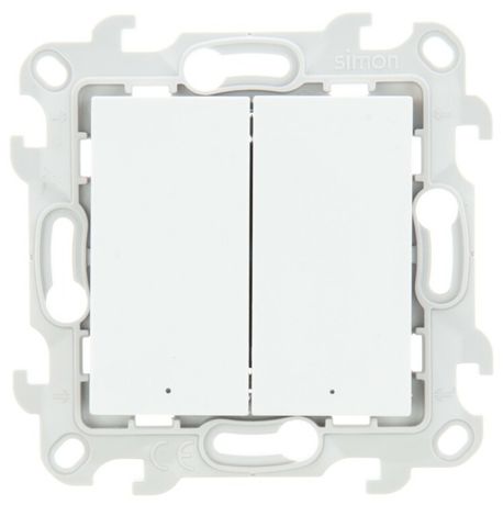 Выключатель двухклавишный с подвсеткой, белый - 2450392-030 Simon
