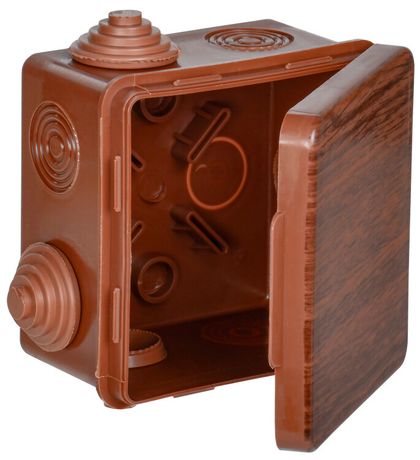 Коробка распределительная КМ 80х80х50мм для наружного монтажа с откидной крышкой IP54 7 вв. дуб - UKO31-080-080-050-K24-54 IEK