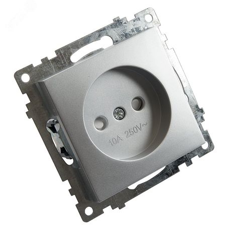 Розетка электрическая 1-местная (механизм) б/з, серия Катрин, серебро, GLS10-7109-03 | 39581 STEKKER FERON