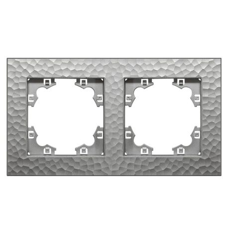 Рамка фактурная 2 поста универсальная UNIVersal Афина серебро (еврослот) - A10044-S Союз