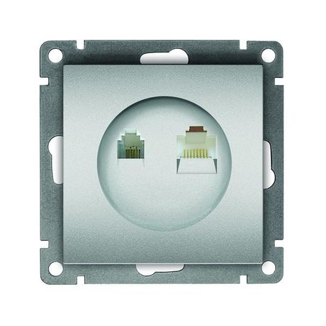 Розетка компьютерная + телефонная 2-м СП Афина механизм серебр. Universal A0052-S Союз