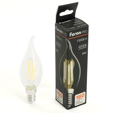 Лампа светодиодная LED 8вт Е14 белый свеча на ветру FILAMENT .PRO - 51266 FERON