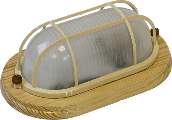 Светильник пылевлагозащищен. под лампу для ЖКХ НБО 04-60-012 с решеткой КАНТРИ (дерево), 60Вт, Е27, 220В, IP54, УХЛ4 основание сталь | Б0048417 ЭРА