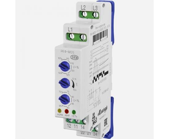 Реле контроля трехфазного линейного напряжения РКФ-М05-1-15 AC230В УХЛ4 (спец.) задержка срабатывания 0.1...10с ток контактов исп. 8А 2П Меандр A8302-16934652