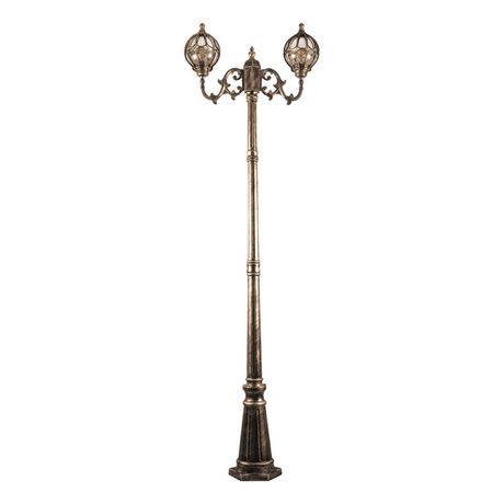 Светильник садово-парковый PL3708 столб круглый 2*60W 230V E27, черное золото | 11384 Feron