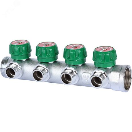 Коллектор регулирующий 1', 4 отвода 1/2' плоское уплотнение - SMB-6849-011204 STOUT RG008UJF325839