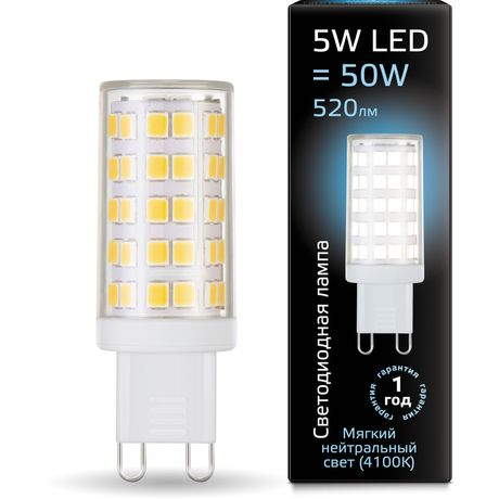 Лампа светодиодная LED 5 Вт 520 лм 4100К AC185-265В G9 капсула нейтральный керамическая Black Gauss - 107309205
