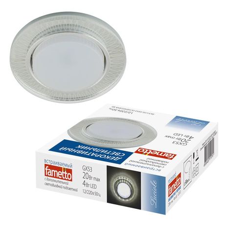 Светильник точечный декоративный DLS-L155 GX53 Glassy/Clear 3D GU5.3 встраив. доп. светодиод. подсветка 4Вт без лампы Fametto UL-00005320