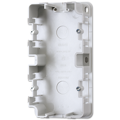 Монтажный корпус для 2-ой коробки накладного монтажа (запчасть) горизонтальной/вертикальной установки устройств и накладок серии LS990 Материал- дуропласт Цвет- белый - 582A JUNG