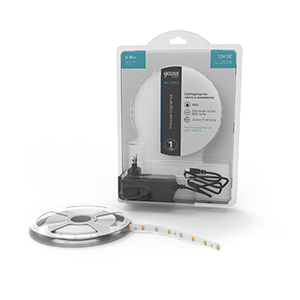 Лента светодиодная LED (комплект и драйвер) 2835/60-SMD 6 Вт/м 600 Лм/м 4000К белый IP65 12 В DC 8 мм (катушка 5 м) Basic Gauss - BT014