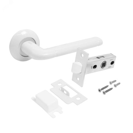 Комплект ручек и защелка АЛЛЮР АРТ ПОЛО W+L45-8 W (15110/S45) матовый белый - 14668 ПТК