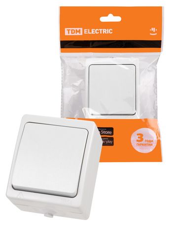 Выключатель 1-кл. открытой установки IP54 10А белый "Вуокса" | SQ1803-1001 TDM