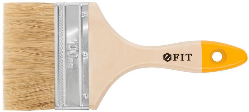 Кисть флейцевая ''Стандарт-Плюс'', натур.светлая щетина, деревянная ручка 4'' (100 мм) - 01048 РОС