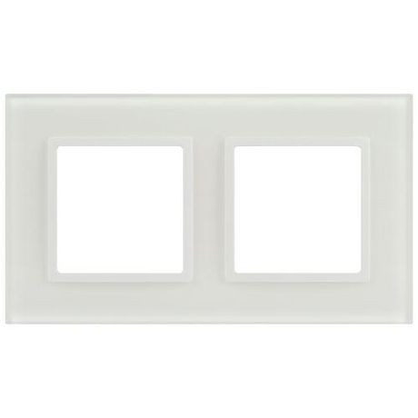 Рамка для розеток и выключателей Elegance 14-5102-01М на 2 поста, стекло, белый матовый+бел. | Б0065834 ЭРА